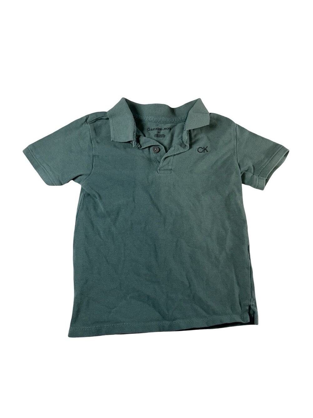 Calvin Klein Jeans Toddler Boys 4T Green Polo Shirt Embroidered CK Logo